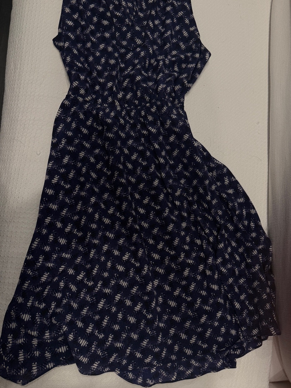 Rebecca Taylor Navy and White Printed Midi Dress